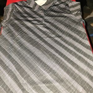 Nike Gray Striped Button-Down Shirt with Dot Accent